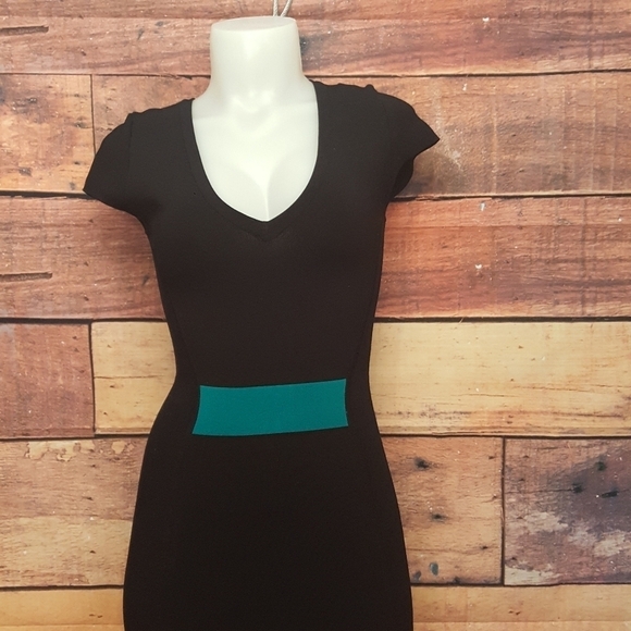 𝅺Bodycon black dress super stretch full back zip - Picture 1 of 7